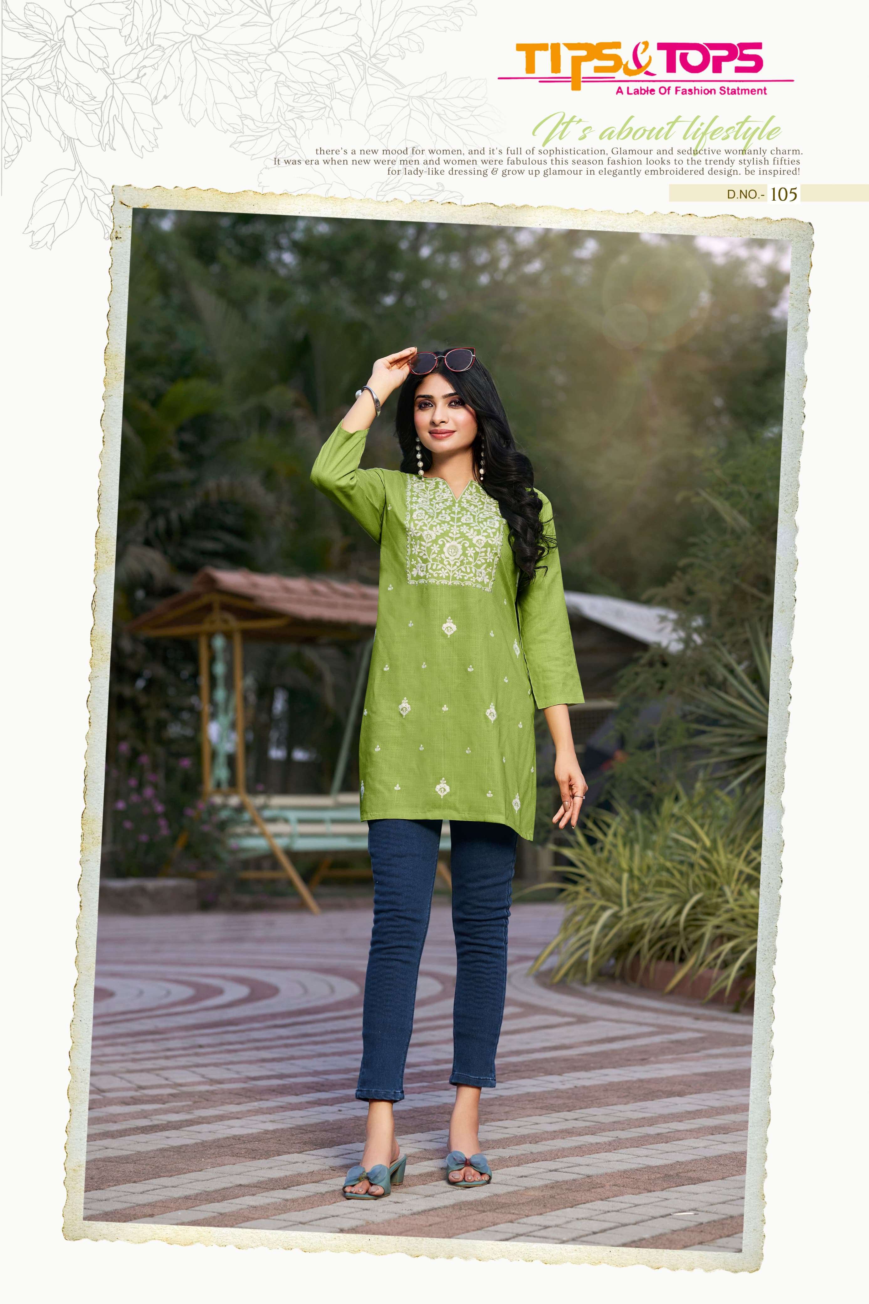 COLORS VOL 4 HEAVY REYON SLUB 16KG EMBROIDERY WORK SHORT TOP BY TIPS AND TOPS BRAND 4005